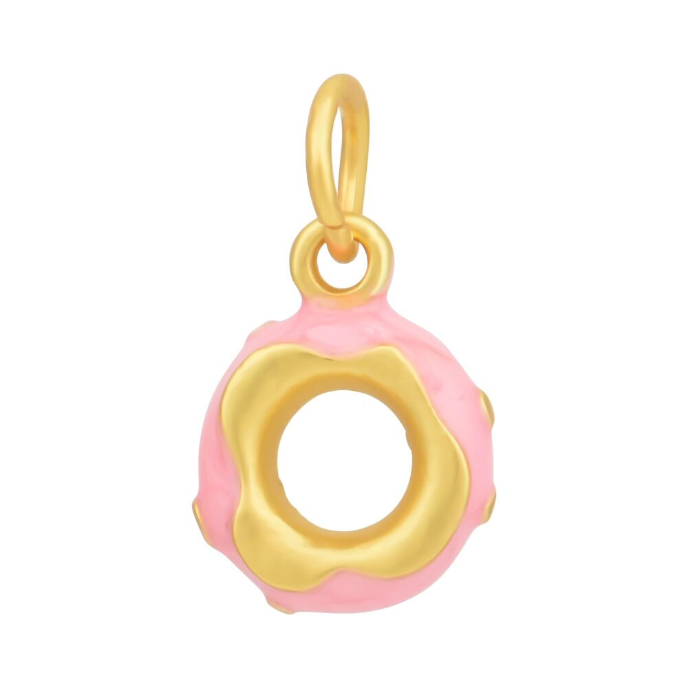 2787 Pack of 10 PCS Pink Donuts 3D Enamel Charms Matte Gold Plated Kawaii